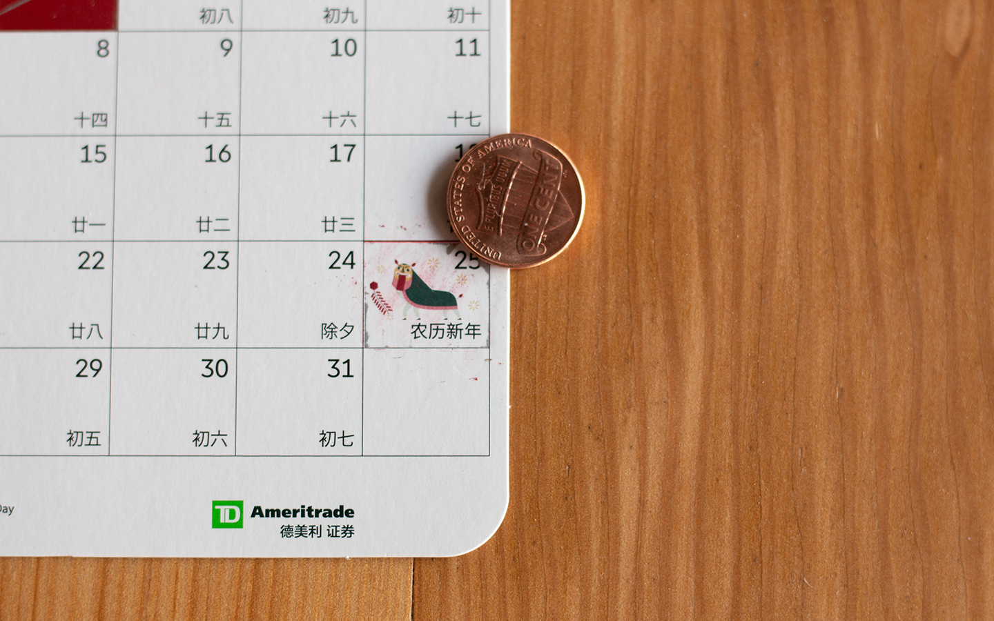 Intertrend TD Ameritrade Lunar New Year Calendar